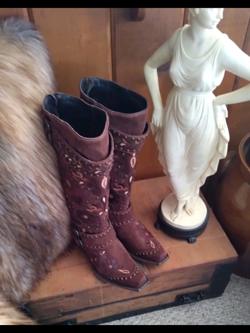 Double D Ranch  Old Gringo Embroidered Brown Zip Up Western Boots Size 9 New - Picture 6 of 9